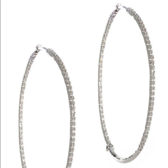 White Gold Ultra Thin Hoops - Picture 1 of 2